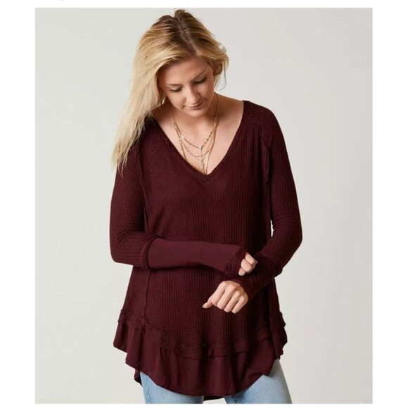We the Free Purple Laguna Thermal Henley Tunic Top Size Small - Picture 1 of 7